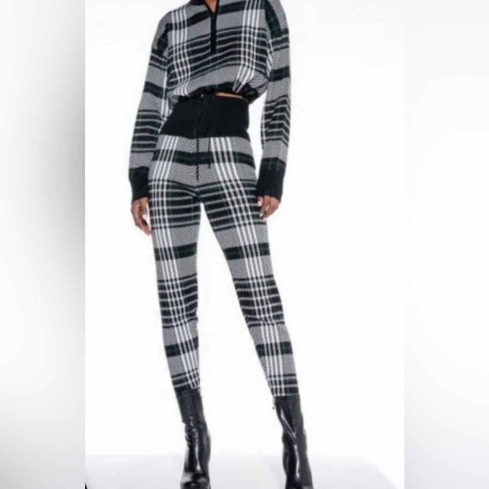 AKIRA sold out discontinued stirrup plaid sweater pants High waisted -S